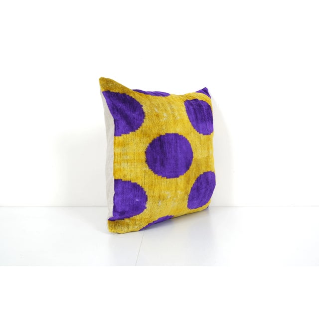 Mid-Century Modern Square Purple Silk Ikat Velvet Pillow Cover For Sale - Image 3 of 6