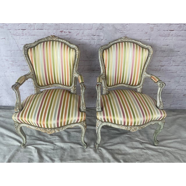19th Century French Louis XV Style Rococo Fauteuil Armchairs For Sale - Image 10 of 11