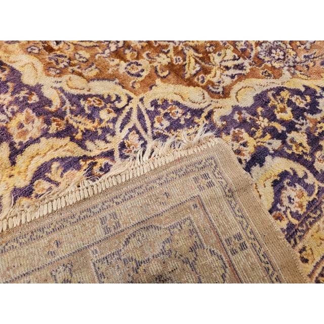 Vintage Turkish Silk Area Rug, Floral Medallion, Mid-20th Century, 4' x 6' For Sale - Image 17 of 18