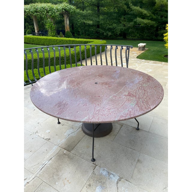 Metal Outdoor Round Granite Table For Sale - Image 7 of 11