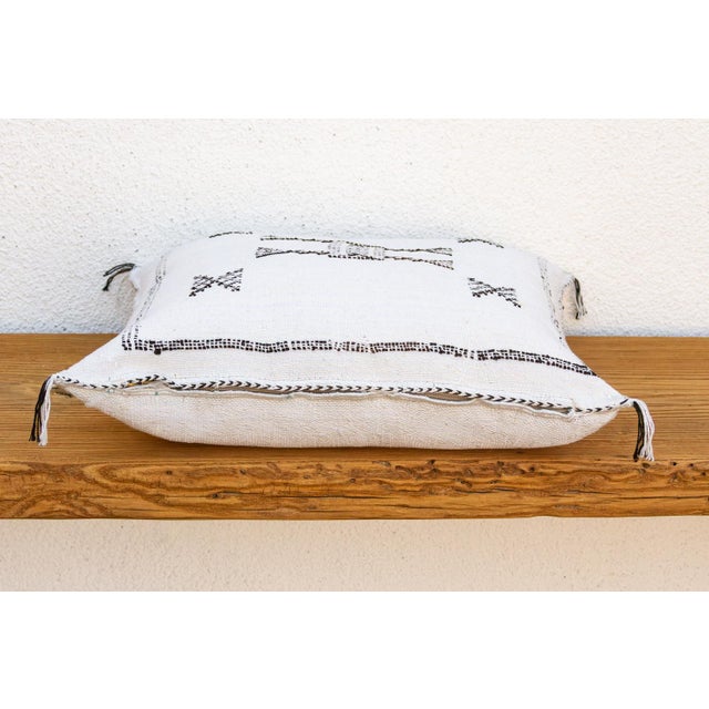 Frost White Cactus Silk Moroccan Pillow For Sale In Los Angeles - Image 6 of 8