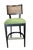 Mid-Century Modern Palm Collection Black Green Performance Fabric Bar Stool With Cane Back W/ Brass Kickplate For Sale - Image 3 of 7