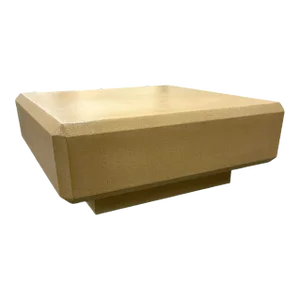 Karl Springer Attrib Linen Wrapped Coffee Table on Plinth