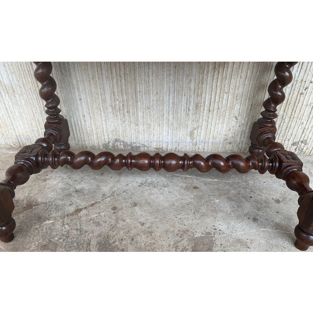 19th Spanish Walnut Desk With Two Drawers and Solomonic Turning Legs For Sale - Image 11 of 13