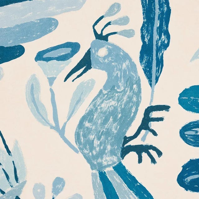Traditional Schumacher Canopy Wallpaper in Blue Birds For Sale - Image 3 of 5