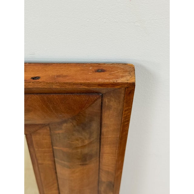 Brown Vintage MCM Walnut Burlwood Tiger Oak Wall Mirror Antique Frame Hanging Mirror For Sale - Image 8 of 13