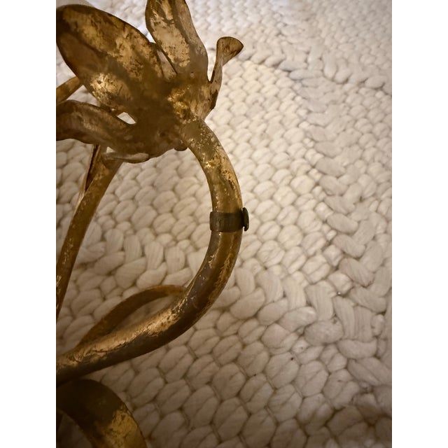 Vintage Italian Wheat Sheaf Wall Sconces – Pair of Gilt Tole Metal Hollywood Regency Sconces - a Pair For Sale - Image 9 of 9