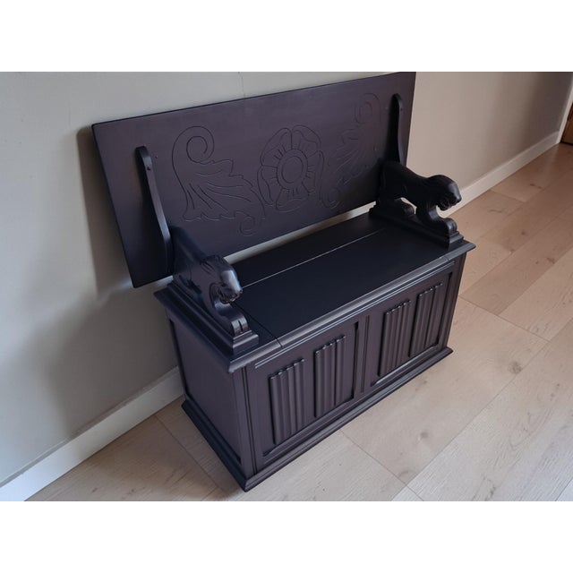 Wood Monk's Hall Bench, 1930 For Sale - Image 7 of 18