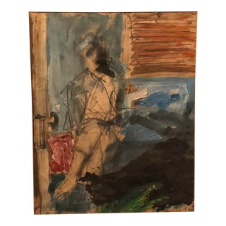 1950s Abstract Figurative Oil Pastel Drawing by Enrique Montenegro For Sale