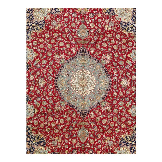 Pasargad Red Persian Fine Tabriz 70 Raj Silk & Wool For Sale - Image 4 of 13