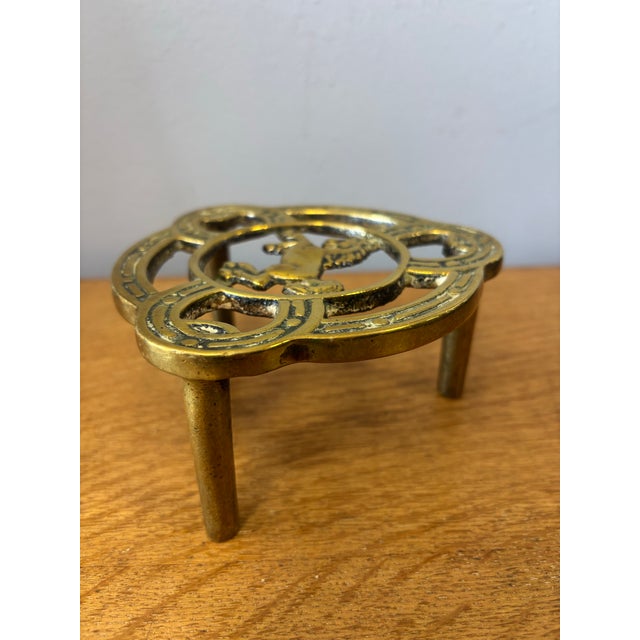 Mid 20th Century Vintage English Brass Equestrian Themed Trivet For Sale - Image 5 of 7