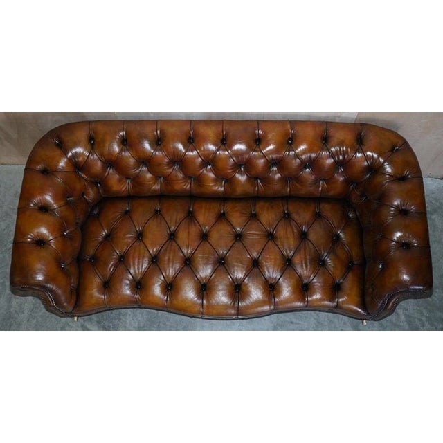 Brown Exceptionally Rare Pair of Fully Restored Antique Howard & Sons Berners Street Leather Chesterfield Sofas For Sale - Image 8 of 18