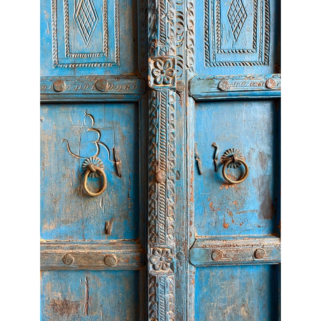 Early 20th Century Antique India Blue Doors For Sale - Image 5 of 6