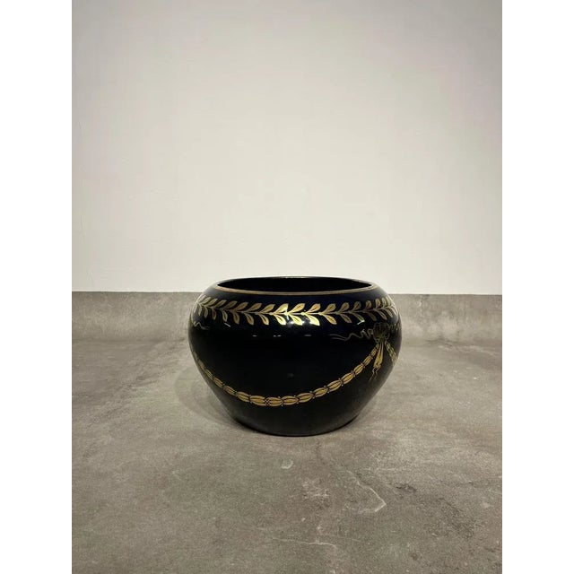 Cachepot Vase with Gold Details, 1950s For Sale - Image 3 of 5