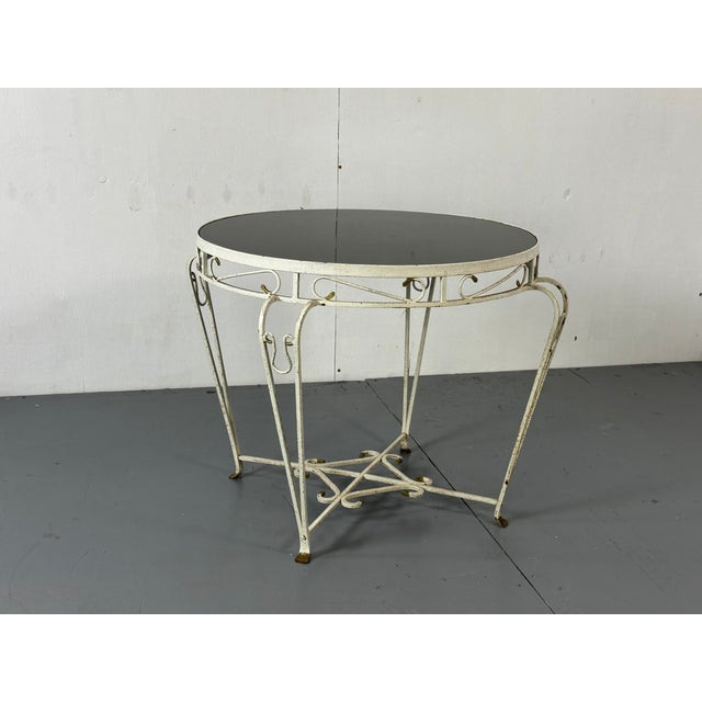 Vintage French Regency Iron and Glass Side Table, 1950s For Sale - Image 10 of 10