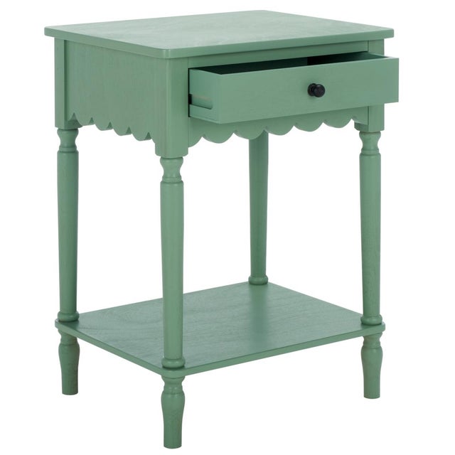 Mint Heaven Scalloped 1 Top Drawer Accnt Table in Sage Green For Sale - Image 8 of 10