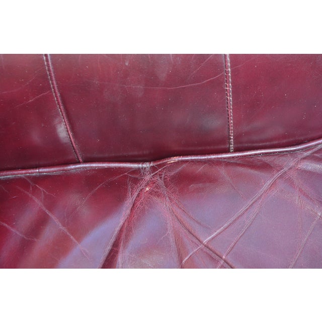 Metal Hancock & Moore Burgundy / Wine Leather Club Arm Chair & Ottoman With Nailhead Trim For Sale - Image 7 of 14