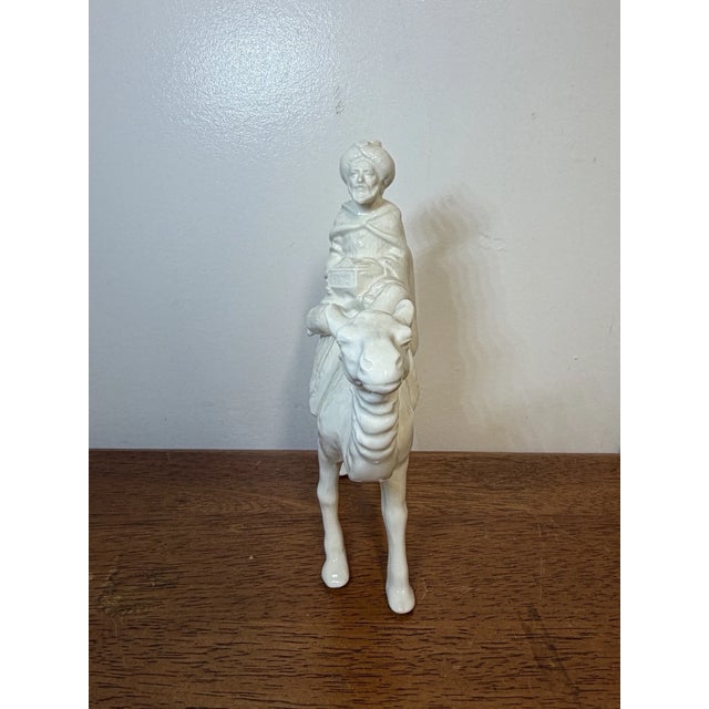 Vintage Three Wise Men on Camels Figurines Set of 3 White Ceramic Nativity Magi For Sale - Image 10 of 16