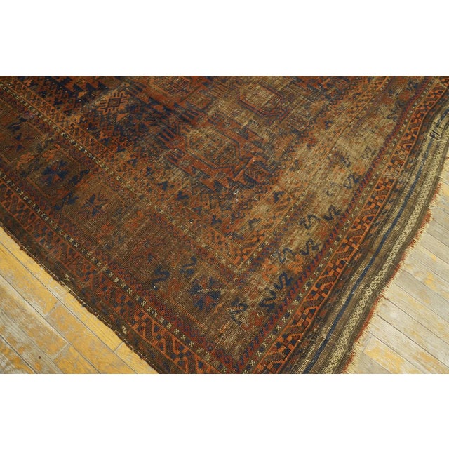 Navy Blue 1890s Blue Navy Rustic Antique Persian Baluch Rug 6' X 8'4" Handknotted Wool Carpet For Sale - Image 8 of 10