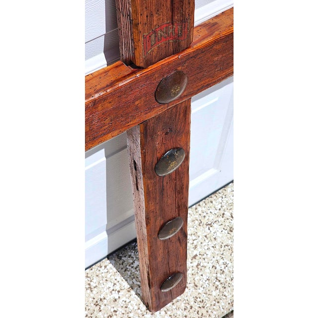 Rustic Handcrafted Oak Wall Cross With Decorative Clavos For Sale - Image 4 of 13