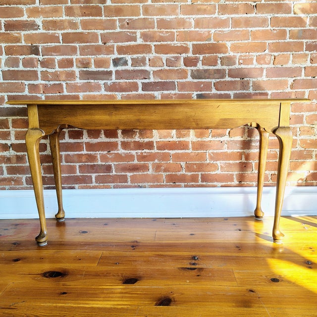 Brown Vintage Ethan Allen Wood Side Console Table With Drawer For Sale - Image 8 of 10