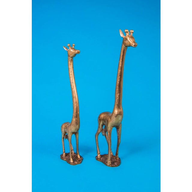 Metal Vintage 1970's Solid Brass Giraffes - a Pair For Sale - Image 7 of 10