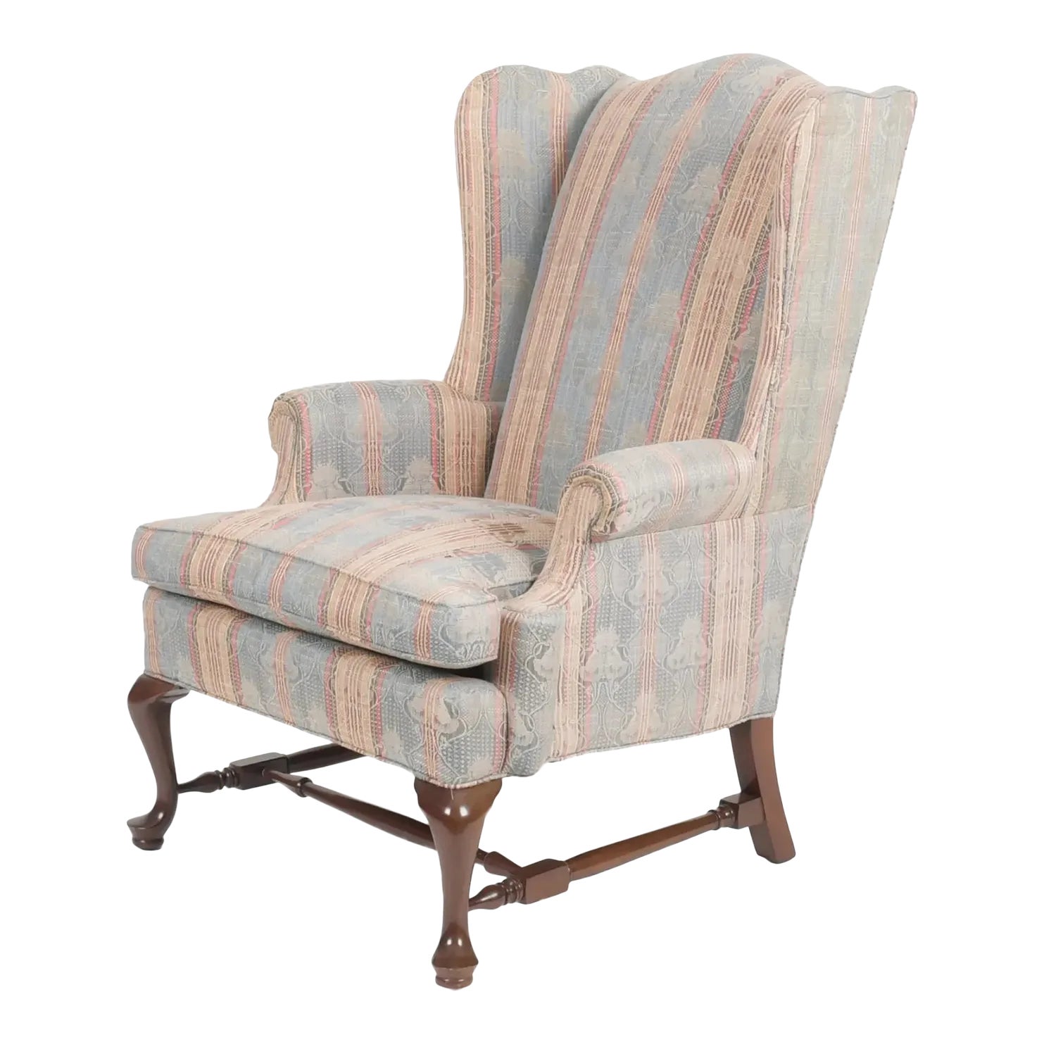 Mid 20th Century Hancock & Moore Mahogany Queen Anne Style Wing Chair ...
