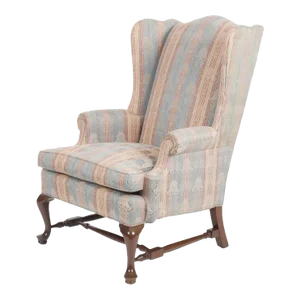 Mid 20th Century Hancock & Moore Mahogany Queen Anne Style Wing Chair High End Designer Fabric