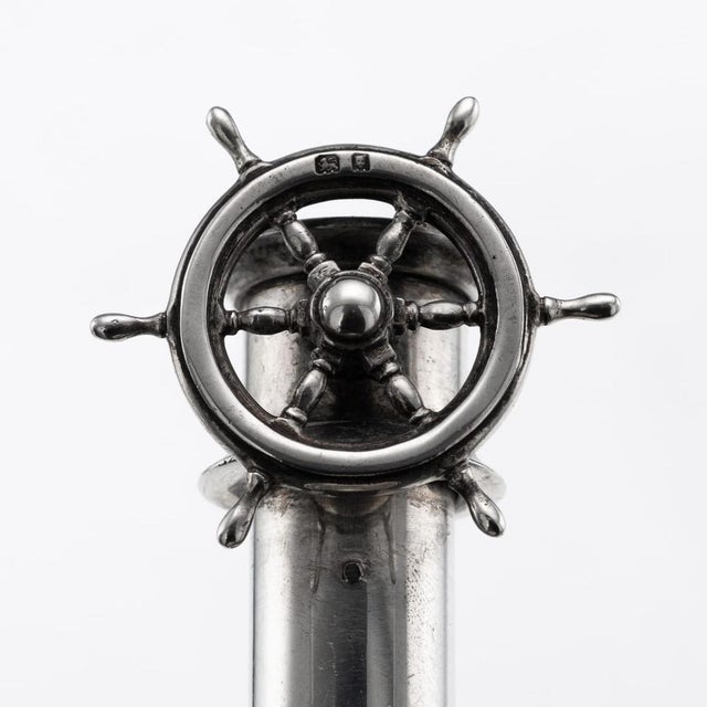 Vintage English Silver Captains Wheel Cigar Cutter, 1929 For Sale - Image 15 of 17
