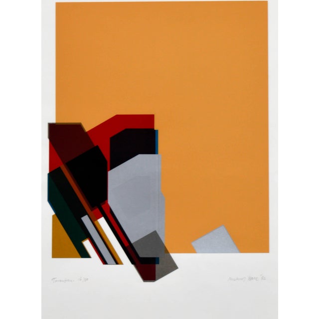 "Tarantella" - Geometric Abstract Screen Print With Peach, Red, and Black by Michael Hale For Sale - Image 4 of 7