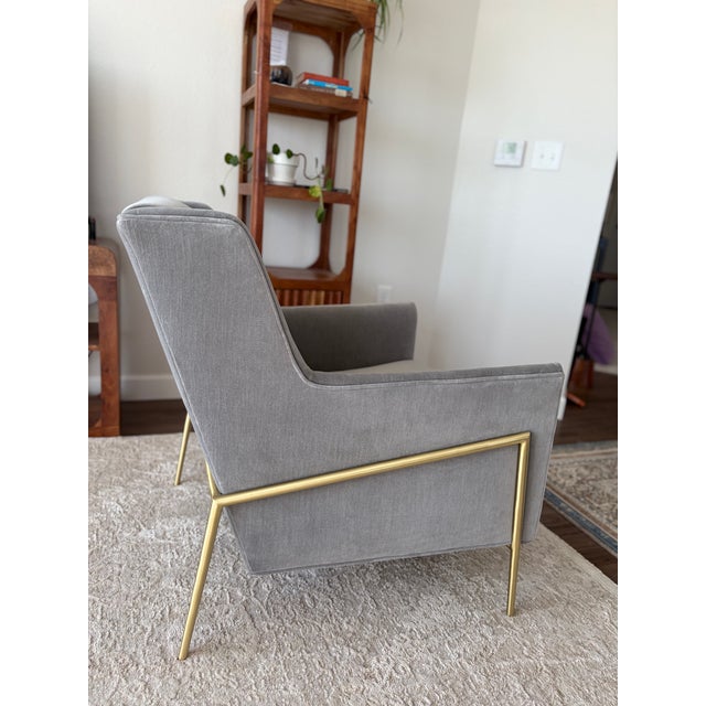 Restoration Hardware Rh Restoration Hardware Paget Wingback Chair in Velvet Fog For Sale - Image 4 of 18