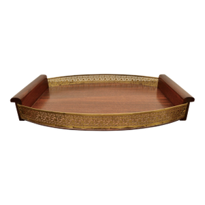 Large Scale Mahogany Serving Tray With Gallery