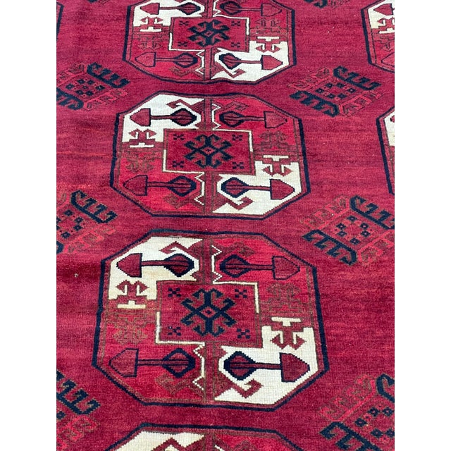 Vintage Afghan Elephant Foot Wool Rug 7’2” X 10’4” For Sale - Image 4 of 6