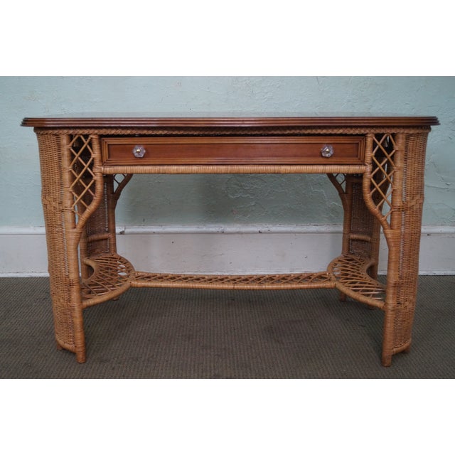 Henry Link Cherry Wood Top Wicker Writing Desk Chairish