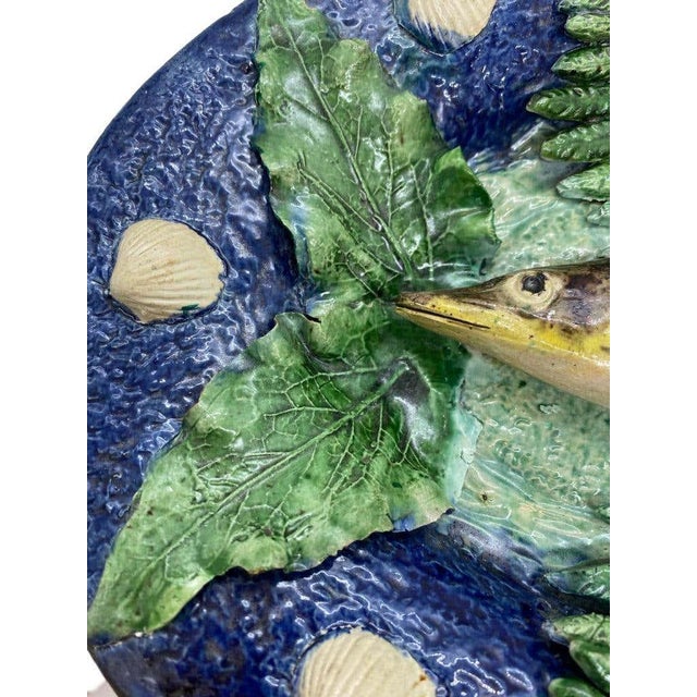 Large Franҫois Maurice Palissy Ware Majolica Trompe l'Oeil Fish Plaque, 1880 For Sale - Image 10 of 13