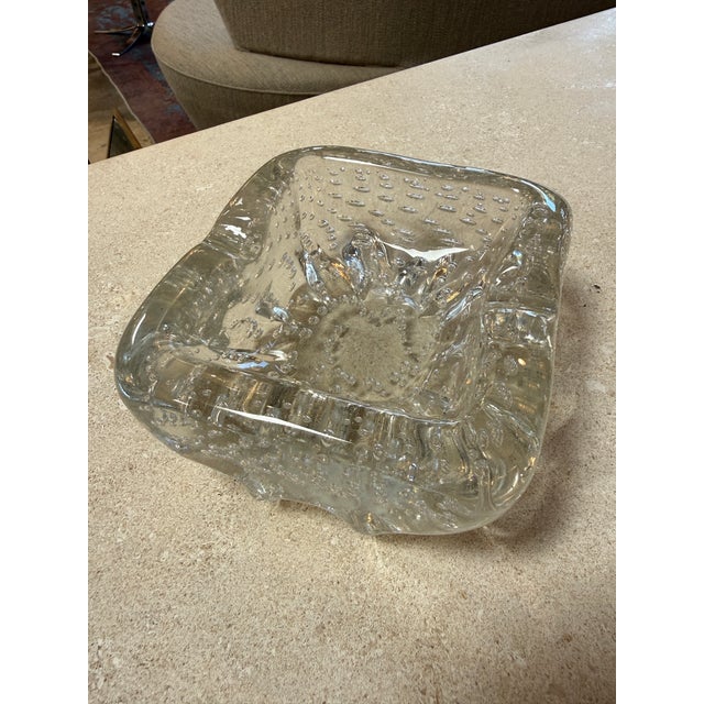 Vintage Clear Textured Glass Ashtray With Bubble Pattern For Sale In Los Angeles - Image 6 of 14