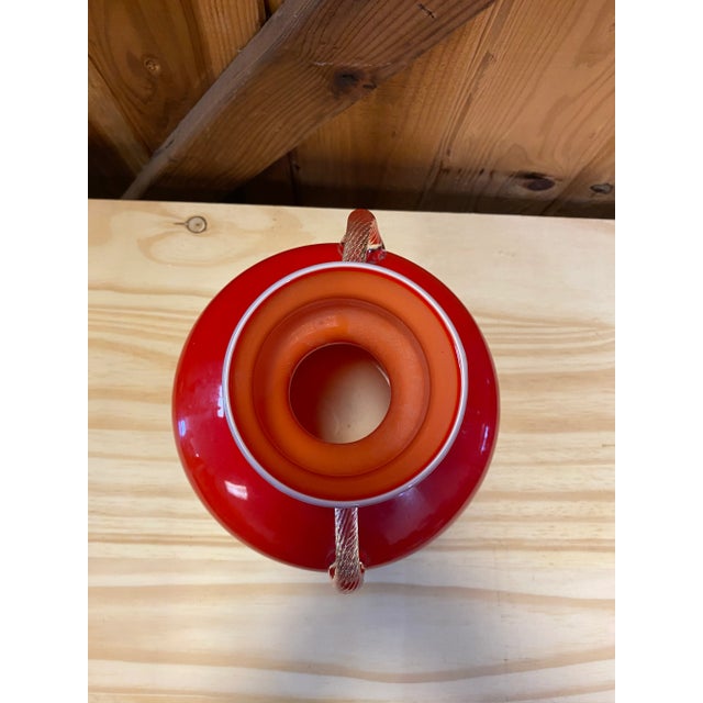 Red 1960's Opalina Fiorentina Red Glass Vase, Made in Italy For Sale - Image 8 of 11