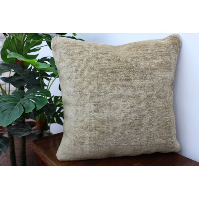 Sand Turkish Vintage Rug Decorative Pillow Cover - 20"x20" For Sale - Image 8 of 12