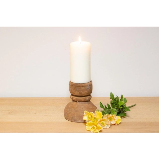 Petite Country Wood Candle Holder-Chilika For Sale In Los Angeles - Image 6 of 6