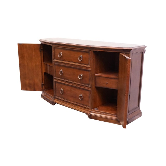 2010s Bernhardt Furniture Solid Cherry Traditional Old World 72" Secretary Buffet 327-132 For Sale - Image 5 of 18