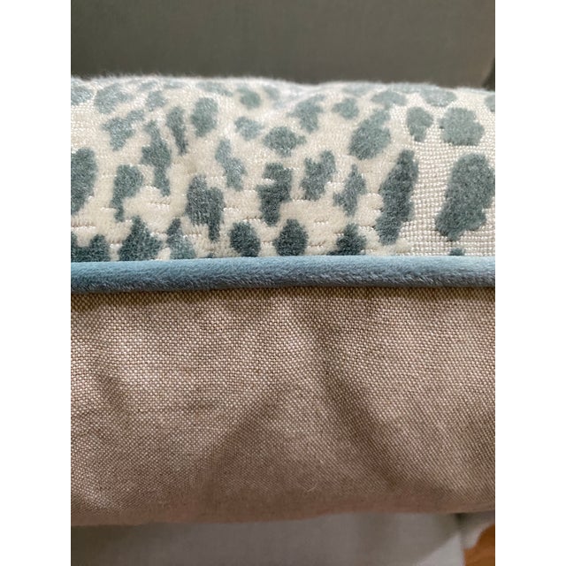 Transitional Blue Leopard Stripe Pillow For Sale - Image 3 of 4