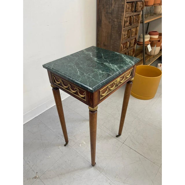 Gold Accent on all 4 Sides.Appears Restored as Pictured. Tag From Purchaser Reads 16 Mahogany and Gift Metal Stand....