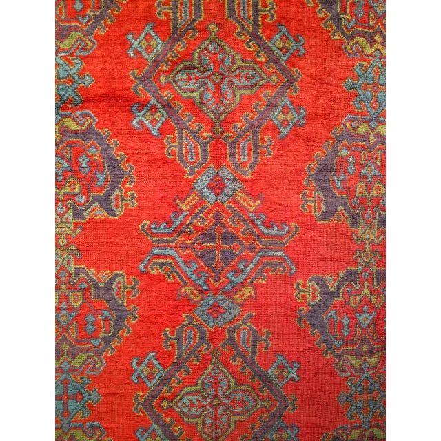 Vintage Turkish Oushak Hand-Knotted Rug, Red Geometric, Early 1900s, 9' x 11' For Sale - Image 16 of 18