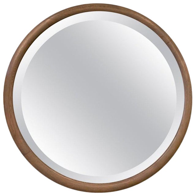 Pickled Oak Round Beveled Wall Mirror Chairish