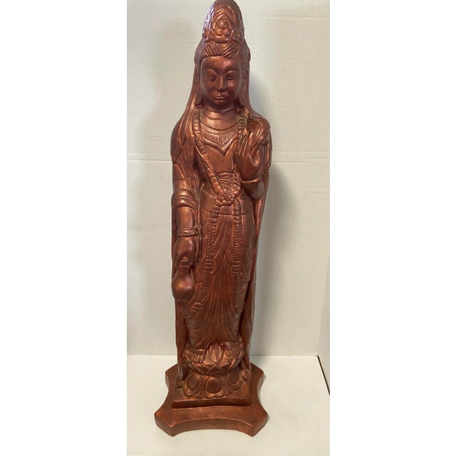 Kwan Guan Yin Asian Cement Garden Statue Chairish