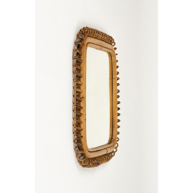 Franco Albini Midcentury Modern Squared Wall Mirror in Rattan and Bamboo by Franco Albini, 1960s For Sale - Image 4 of 10