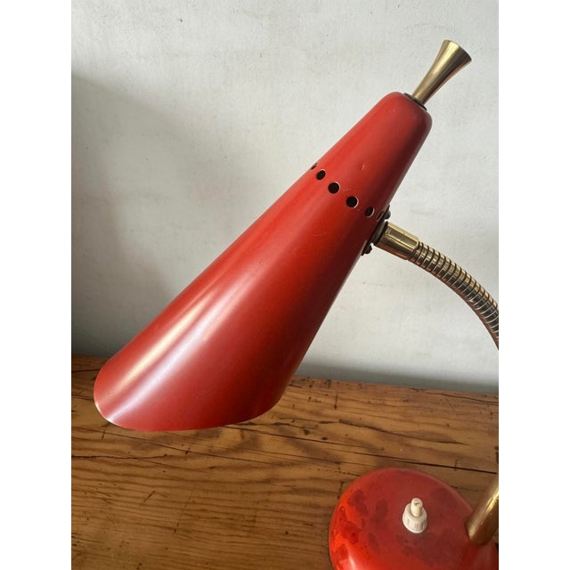 Red Vintage Italian Gooseneck Table Lamp from Stilnovo, 1960s For Sale - Image 8 of 11