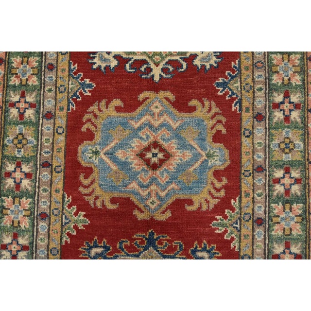 Red Kazak Runner 2’8” X 6’6” Red Wool Tribal Hand-Knotted Oriental Rug For Sale - Image 8 of 12