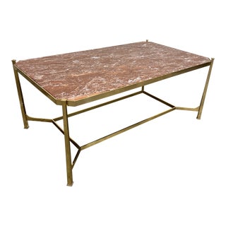 Jonathan Charles Marble and Brass Cocktail Table For Sale