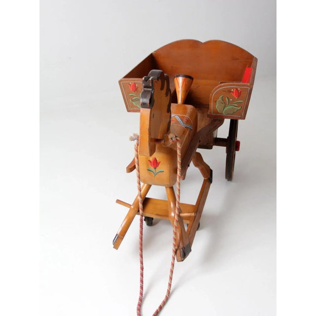 Vintage Folk Art Toy Riding Horse and Cart For Sale - Image 9 of 12